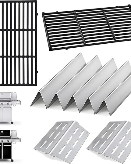 Genesis Grill Parts for Weber Genesis 300 Series Grills with Front Control Knob, 17.5" Flavorizer Bars 7620 Heat Deflectors 7622 Grill Grate 7524 for Weber Genesis E310 E320 E330 S310 S320 S330