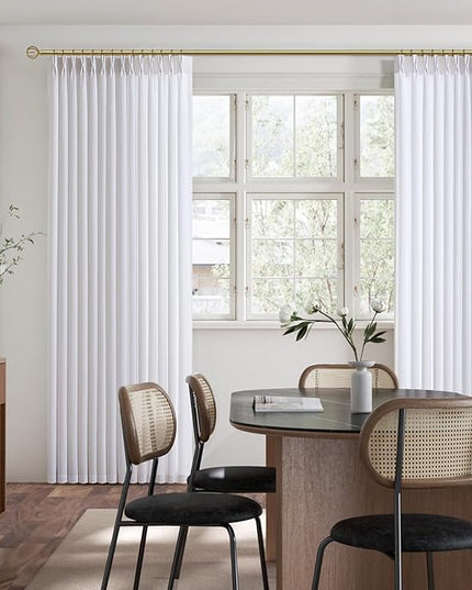 Linen Pinch Pleated White Curtains 80 Inches Long Memory Trained Shaped Pleat Drapes for Living Room and Bedroom, Light Filtering Privacy Non-see-through Curtain with Back Tab and Hooks 6-2/3 FT