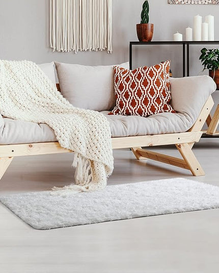 Ophanie White Rugs for Bedroom Fluffy, Girls Kids Baby Shaggy Shag Fuzzy Soft Carpet, 3x5 Small Plush Bedside Area Rug, Indoor Floor Room Carpet for Teen Dorm Home Decor Aesthetic, Nursery