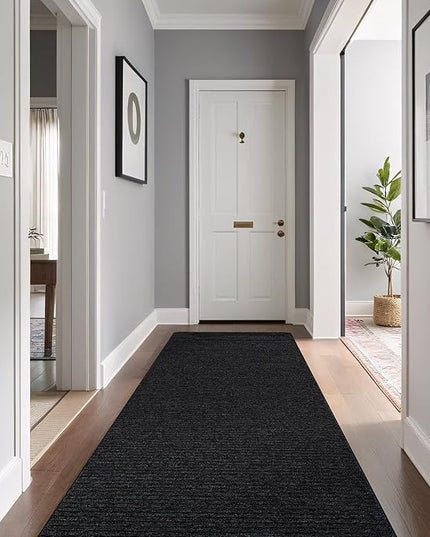 Beverly Rug Non-Slip Modern Runner Rug 2x10 Solid Traditional Rubber Backing Machine Washable Soft Thin Indoor Area Rugs for Living Room Stain Resistant Non Shedding Casual Carpet (2 x 10 Dark Gray)