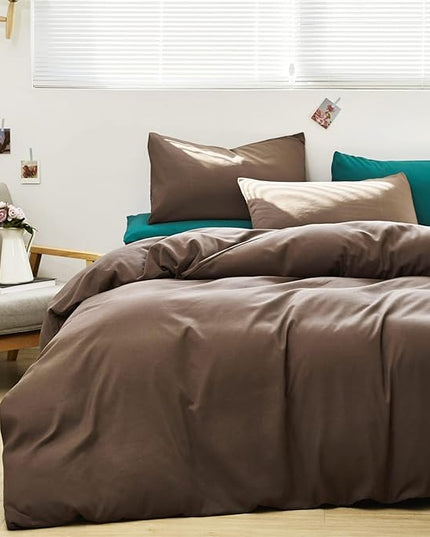 Luxlovery Brown Comforter Set California King Chestnut Coffee Bedding Comforter Set Cal King Chocolate Solid Soft Breathable Mocha Blanket Quilts 3 Piece Bedding Set