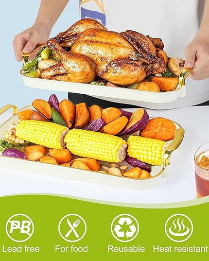 Pack of 3 Reusable Stackable Trays with Handles Sturdy for Home Organization and Storage Space Saving Tray