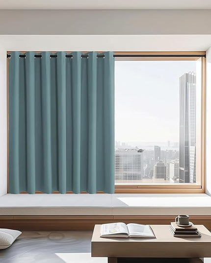 NICETOWN Blackout Curtains 72 inches Long, Grommet Privacy Window Treatment Thermal Insulated Room Darkening Sliding Glass Door Drape for Bedroom Living Room, 1 Panel, W100 x L72, Greyish Blue