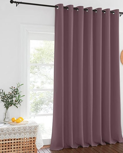 NICETOWN Sliding Door Curtains 95 inches Long for Living Room - Grommet Blackout Room Darkening French Door Sound Reducing Thermal Curtain Room Divider Drape for Patio Door (W100 x L95, 1 Panel)