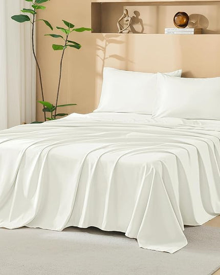 Litanika Oversized King Size Comforter Set with Sheets Ivory - 7 Pieces Bed in a Bag Oversized King Boho Tufted Complete Bedding Sets with Comforter, Sheets, Pillowcases & Shams