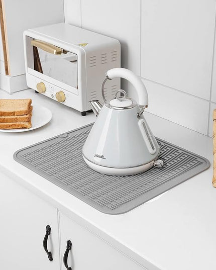 Silicone Dish Drying Mat for Multiple Usage,Easy clean,Eco-friendly,Heat-resistant Silicone Mat for Kitchen Counter or Sink,Refrigerator or Drawer Liner Grey 2XL 24 inches x 18 inches