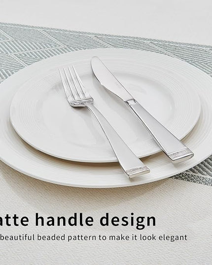 KINGSTONE Silverware Set, 30-Piece Flatware Set for 6, 18/10 Stainless Steel Cutlery Set with Bead Edge, Utensil for Kitchen, Home, Party, Wedding, Mirror Polished, Dishwasher Safe