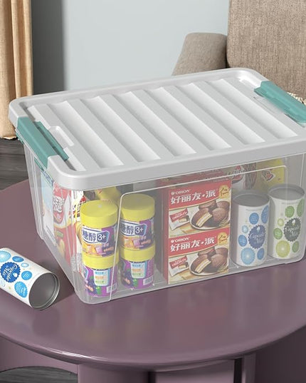 Readsky 36 Quart Plastic Clear Storage Bins with Lids, Large Latch Boxes, 4-Pack