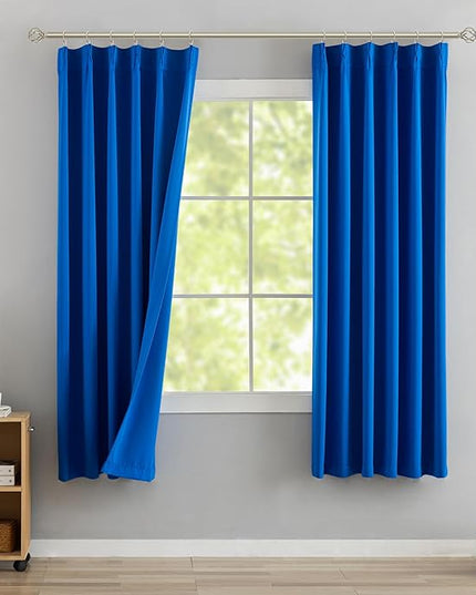 DONREN Klein Pinch Pleated Blackout Curtains with Hooks - 72 inch Length Room Darkening Thermal Insulated Window Curtain Drapes for Living Room Bedroom Set of 2 Panels 40" Wx72 L