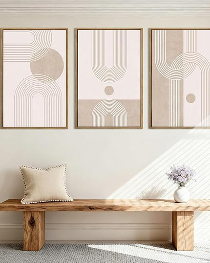 ANHUIB Neutral Wall Art Modern Boho Wall Decor Abstract Line Artwork 16x24 Inch Set of 3 for Living Room Bedroom Dining Room