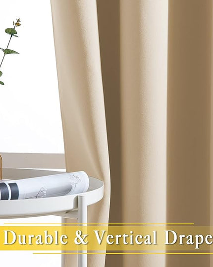 NICETOWN Sliding Door Blinds Window Treatment, Blackout Patio Door Curtain Panels, Privacy Thermal Drapes for Department (Biscotti Beige, W80 x L84)