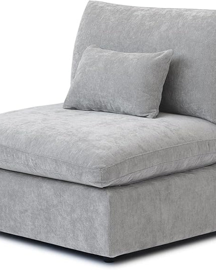 WJShome Modern Middle Module Couch for Living Room, Cushion Covers Removable, Minimalist Comfy Breathable Sofa,Gray