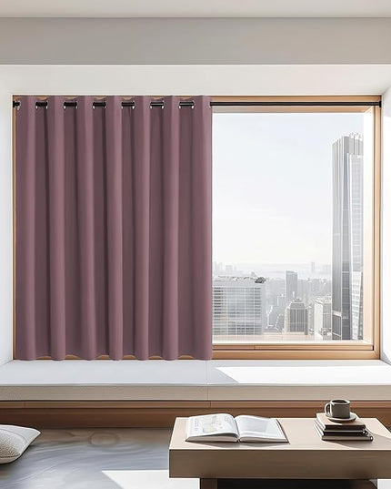 NICETOWN Blackout Curtains 72 inches Long, Grommet Privacy Window Treatment Thermal Insulated Room Darkening Sliding Glass Door Drape for Bedroom Living Room, 1 Panel, W100 x L72, Dry Rose