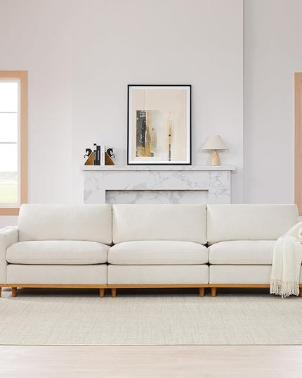 CHITA Super Large Luxury 3 Seat Sectional Modular Sofa, Down Filled Modern Sofa, Deep Seat Comfty Cloud Couch, 118 inch Width, 3 Seat Couch, Solid Wood Leg, Linen