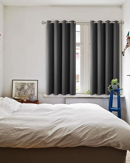 BGment Blackout Curtains - Grommet Thermal Insulated Room Darkening Bedroom and Living Room Curtain, Set of 2 Panels (52 x 54 Inch, Dark Grey)