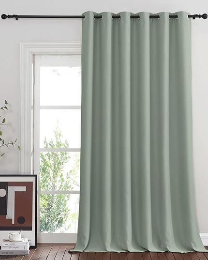 NICETOWN Room Divider Curtain 132 Inches Long, Wide Blackout Sliding Door Curtain for Bedroom, Room Darkening Privacy Window Curtain for Patio Door (1 Panel Set, Sage Green, 80 x 132 Inch)