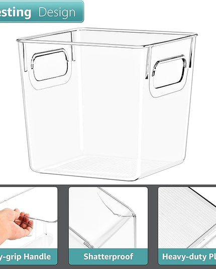 Sorbus 8 Pack Small Clear Plastic Storage Bins, Clear Organizer Bins with Handle for Kitchen, Pantry, Cabinet, Refrigerator, Craft, Toys, Clothes, Closet, Under Sink, Bathroom Organizers and Storage