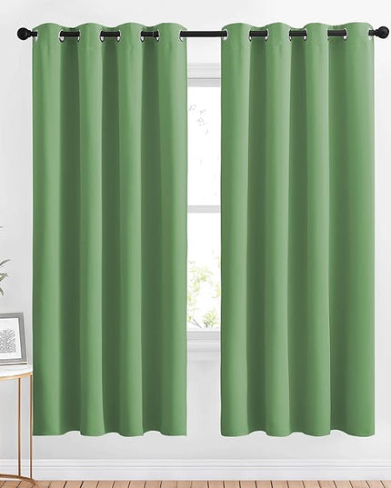 NICETOWN Forest Green Room Darkening Draperies and Curtains - Home Fashion Energy Saving Grommet Top Room Darkening Drape Panels for Bedroom (Set of 2 Panels, 52 by 72 Inch)