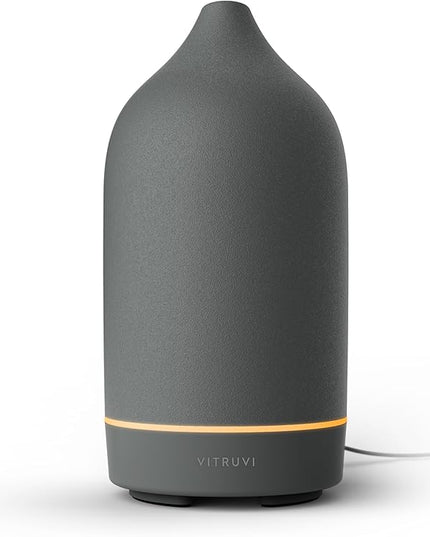 Vitruvi Stone Ceramic Ultrasonic Essential Oil Diffuser for Aromatherapy | Home Decor, 90ml Capacity