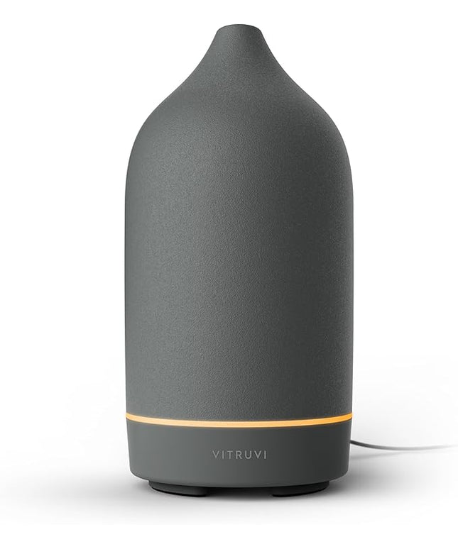 Vitruvi Stone Ceramic Ultrasonic Essential Oil Diffuser for Aromatherapy | Home Decor, 90ml Capacity