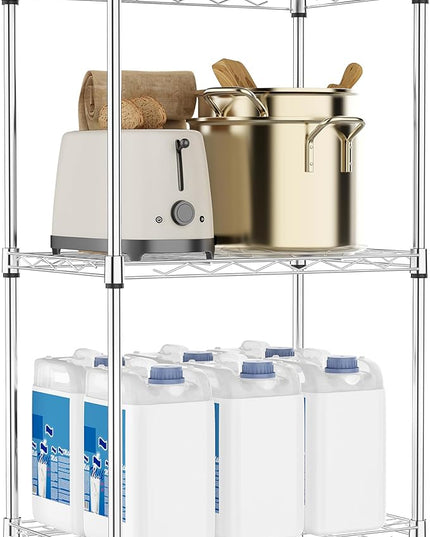 3 Tiers Shelf Metal Storage Shelves Wire Rack Closet Organizers with Wheel for Garage Kitchen Bathroom Laundry Chrome 11.8" D x 17.7" W x 28.8" H