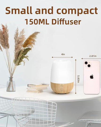 150ML Cordless Essential Oil Diffuser, Built-in 6000mAH Rechargeable Battery, 7-Hour Runtime, 7 LED Color Changing Lights, Portable Aromatherapy Diffuser for Home,Office,Outdoor