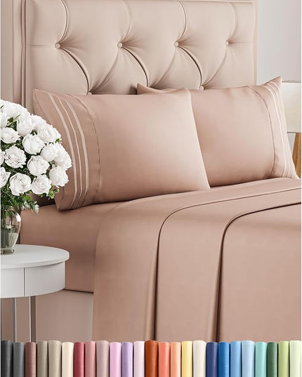 Full Size 4 Piece Sheet Set - Comfy Breathable & Cooling Bed Sheets Set - Hotel Luxury Bedding for Women, Men, Kids, Teens, Boys & Girls - Deep Pockets, Ultra-Soft and Wrinkle Free - Oeko-Tex - Mauve