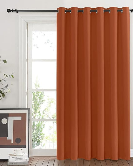 NICETOWN Room Divider Curtain 84 inch Length, Grommet Privacy & Noise Reducing Room Divider Thermal Insulated Window Drape for Sliding Glass Door (1 Panel, Burnt Orange, W80 x L84)