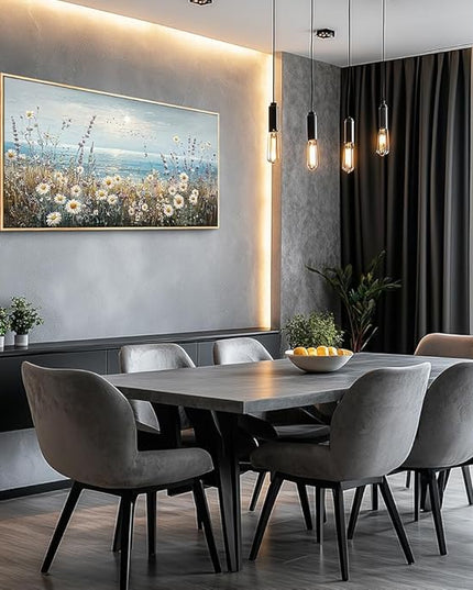 PHAOHUAXM Wall Decor For Living Room Wall Art For Bedroom Office Decorations Blue Ocean Paintings Flowers Watercolour Wall Pictures Canvas Artworks Home Decor Ready To Hang Wood Framed 20x40 In