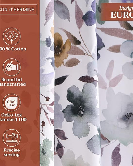 Maison d' Hermine Curtains for Living Room 100% Cotton 84 inch Length Two Panels Light Filtering Curtains for Bedroom Windows with Rod and Loop Pockets Drapes (Blossom Flora, 50" W x 84" L)