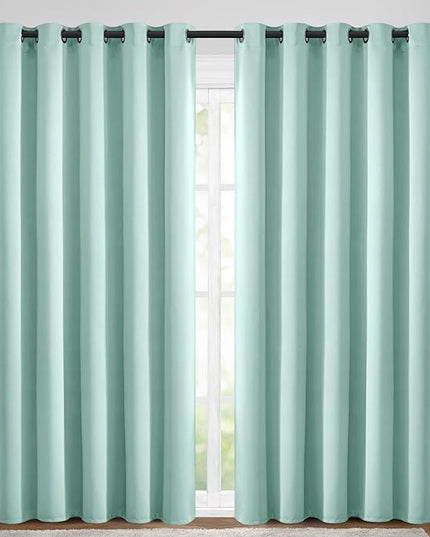 Yakamok Blackout Curtains Room Darkening Thermal Insulated Window Panels,Solid Grommet Top Drapes for Bedroom/Living Room(70Wx84L, Aqua, 2 Panels)