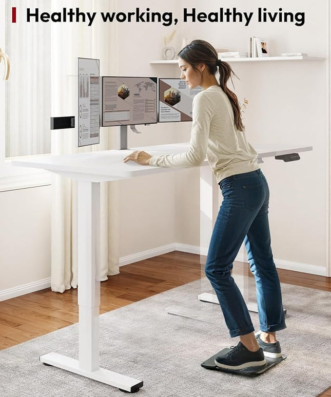 SANODESK Standing Desk Height Adjustable Electric Stand up Desk 79x32 Inches Sit Stand Home Office with Splice Board, White Frame/White Top