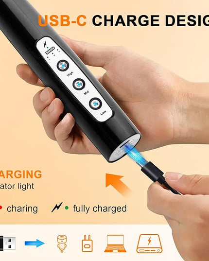 YUSWKO Handheld Milk Frother Wand for Coffee, Rechargeable Electric Whisk with 3 Heads 3 Speeds Drink Mixer Coffee Frother For Latte, Cappuccino, Hot Chocolate, Egg (Without Stand, Light Black)