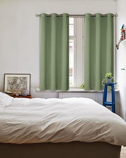 BGment Room Darkening Curtains 54 Inches Long - Grommet Thermal Insulated Drapes Window Treatment Curtains for Bedroom, 2 Panels, 38 x 54 Inch, Grass Green