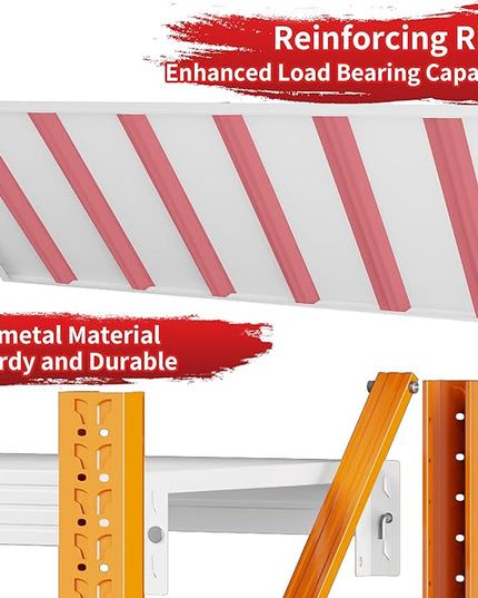 3000LBS Garage Shelving 42" W Garage Shelving Heavy Duty 4-Tier Metal Storage Shelves Adjustable Shelf Unit Storage Rack for Basement Supermarket Warehouse 42" W x 20" D x 78" H Orange-White