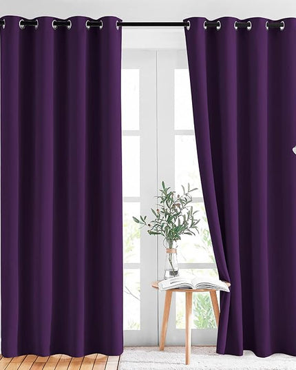 NICETOWN Blackout Curtains Drapery Panels - Window Treatment Royal Purple Blackout Curtains/Panels for Bedroom/Living Room Window, 84 inches Long, 2 Panel Set