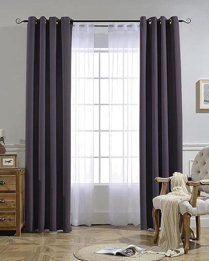 NICETOWN Blackout Curtains for Girls Room - Thermal Insulated Solid Grommet Room Darkening Curtains/Panels/Drape for Bedroom (Greyish Purple, 1 Pair, 66 by 90-Inch)
