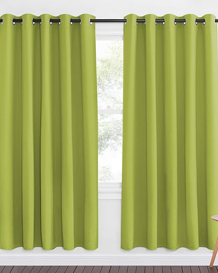NICETOWN Fresh Green Blackout Curtains for Bedroom 72 Inches Long, Thermal Insulated Room Darkening Grommet Window Curtains for Living Room Nursery, 66 inch x 72 inche, 1 Panel