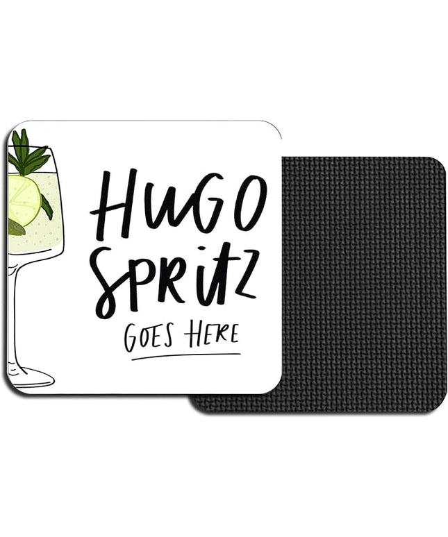 Square Hugo Spritz Coasters for Drinks, Funny Drink Coasters Set of 2, Cocktail Coaster for Home Office Table Kitchen Desk Decor Beer Bar, Birthday Gifts for Women Men Mom Cocktail Lover