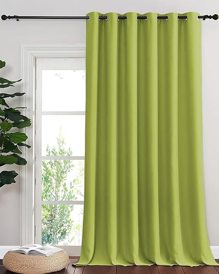 NICETOWN Blackout Room Divider Curtains for Sliding Glass Doors 102 Inches Long 1 Panel, Extra Wide Curtains for Doorway Patio Bedroom Living Room (Fresh Green, 80Wx102L, 1 Panel)