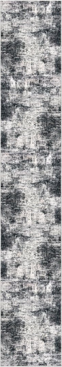 IOHOUZE Abstract Runner Rug 2x12 Ft Washable Runners for Hallways, Non Slip Kitchen Runner Printed Faux Wool Entryway Runner Indoor, Modern Abstract Floor Carpet for Hall Kitchen, Black Gey