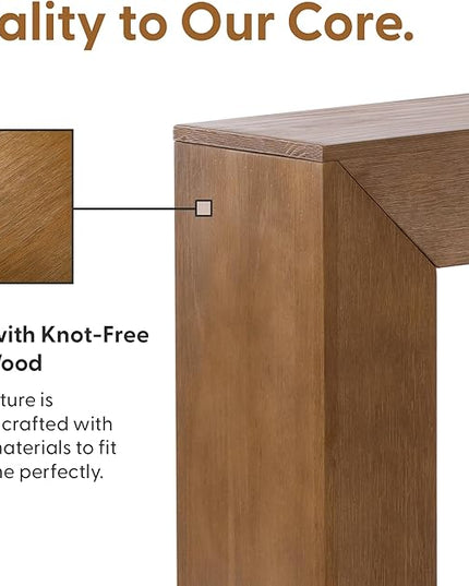 Plank+Beam Grand Console Table, 66 Inch Modern Solid Wood Sofa Table, Narrow Entryway Table for Hallway, Behind The Couch, Living Room, Foyer, Pecan Wirebrush