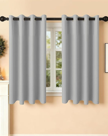 Room Darkening Curtains 54 Inch Length for Bedroom Living Room, Insulated Thermal Grommet Curtain Drapes, Blackout(60-90%,Not 100%) Window Treatment Decor, 2 Panels, 52x54, Silver Grey