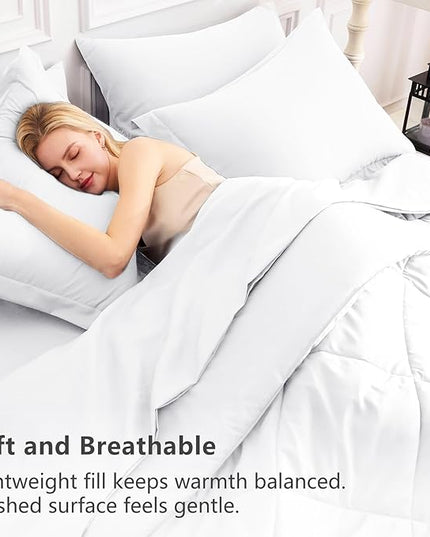 CozyLux King Size Comforter Set White - 7 Pieces Bed in a Bag King, Luxury Soft Bed Set for All Seasons, Bedding Set with Down Alternative Comforter, Sheets, Pillowcases & Shams