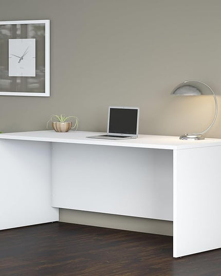 Bush Business Furniture Studio C 72W Computer Desk with Wire Management and Modesty Panel in White, Professional Table for Home Office and Corporate Office