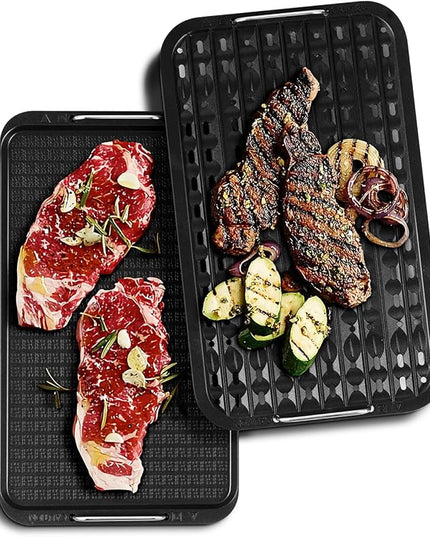 Indoor Smokeless Grill, Techwood 1500W Electric BBQ Grill with Temperature Control, Korean Grill Removable Non-Stick Grill & Griddle Plates, Tempered Glass Lid, Red
