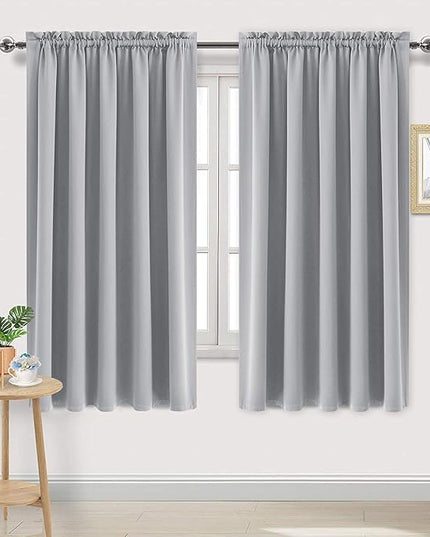 DWCN Blackout Curtains for Bedroom – Rod Pocket Thermal Insulated Noise Reducing Noise Reducing Drapes for Living Room, W 60 x L 63 Inch, 2 Panels, Silver Grey
