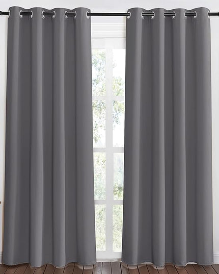 NICETOWN Grey Blackout Doorway Curtain 80 inch Length, Grommet Room Darkening Thermal Insulated Soundproof Window Treatments for Bedroom/Closet, W52 x L80, 1 Panel