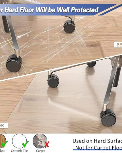 Warmstar Clear Office Chair Mat for Hardwood Floors, 50"x62"Plastic Floor Mat Heavy Duty Rolling Mat for Desk Chairs, No Curling, Suitable for Wood & Tile Floors in Office & Home