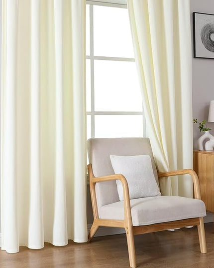 Joydeco White Velvet Curtains 96 inch Length 2 Panels, Luxury Blackout Rod Pocket Thermal Insulated Window Curtains, Super Soft Room Darkening Drapes for Living Dining Room Bedroom,W52 x L96 inches